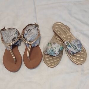 Gold and Tan Sandals